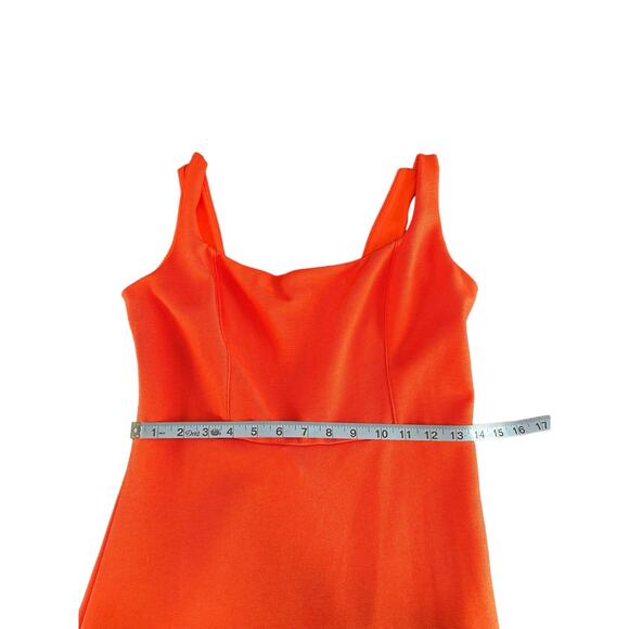 Anthropologie Dress Orange‎ Rich Girl Sleeveless Square Neck Slim Midi Medium - Picture 10 of 11